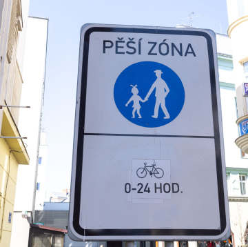 Fußgängerzone Straßenschild Tschechische Republik