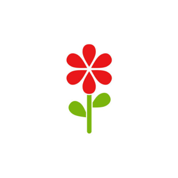 Rote Blume mit grünem Stammsymbol