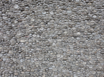 Wand aus Kieselsteinen