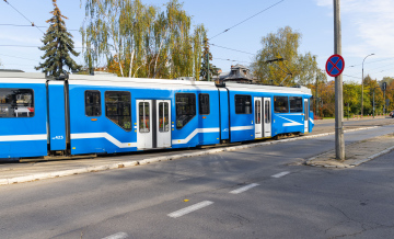 Blaue Straßenbahn