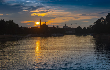 Sonnenuntergang an der Oder in Breslau