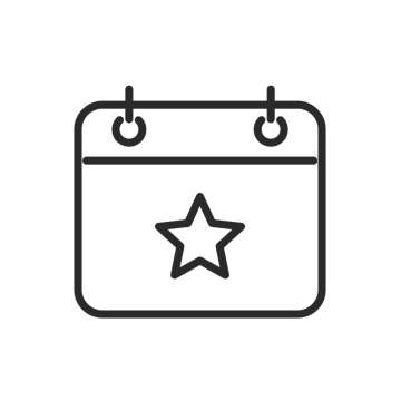 Stern auf einer Kalenderkarte, kostenloses Symbol