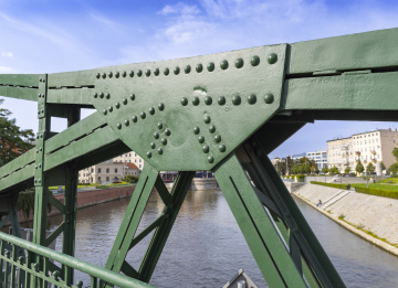 Tumski-Brücke in Breslau, genietete Struktur