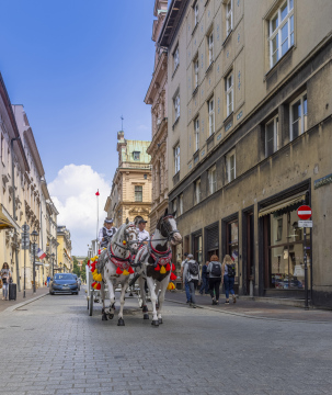 Pferdekutsche auf der Szpitalna-Straße. Krakau