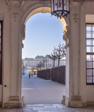 Schloss Belvedere in Wien, Blick vom unteren Teil der Residenz.