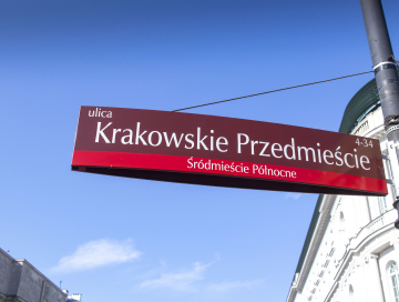 Krakowskie Przedmieście einen Teller mit der Inschrift der Straße