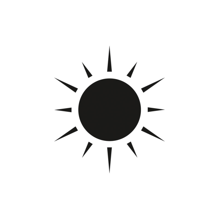 Sonne, schwarzes Vektorsymbol