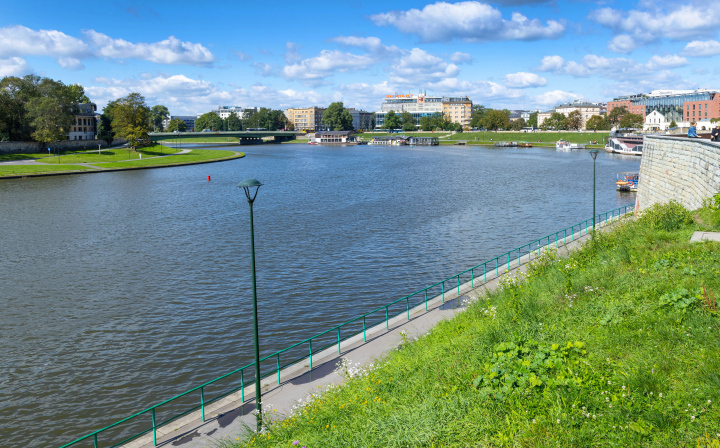 Weichsel in Krakau, eine Kurve neben dem Wawel