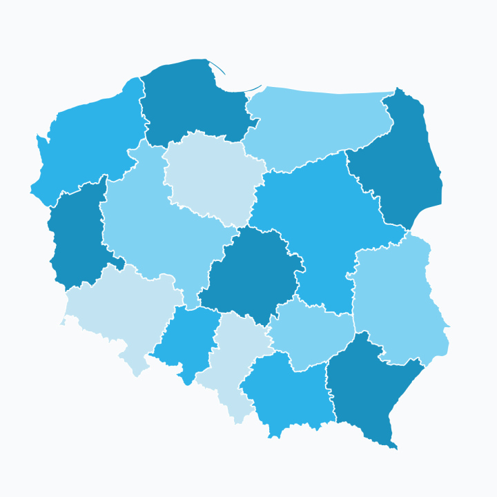 Vektorkarte von Polen. Aufteilung in Woiwodschaften
