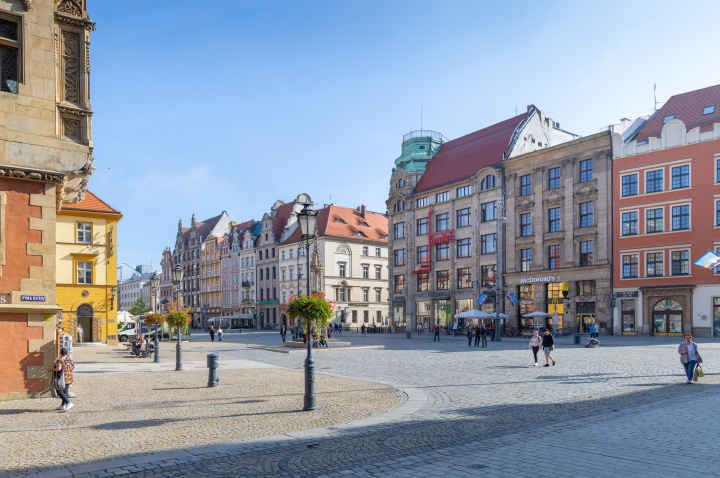 Historische Mietshäuser auf dem Marktplatz in Breslau