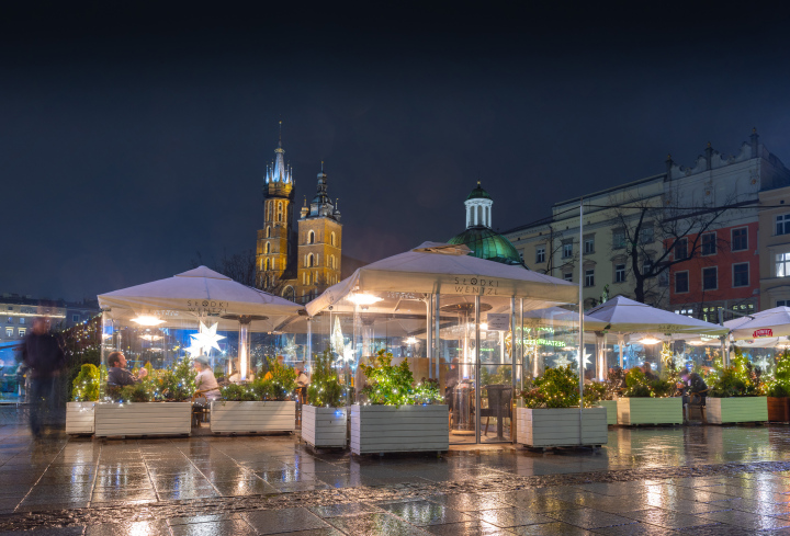 Cafe Gardens auf dem Marktplatz in Krakau