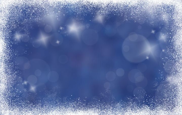 Blauer Hintergrund. Rahmen mit einem Schneethema.