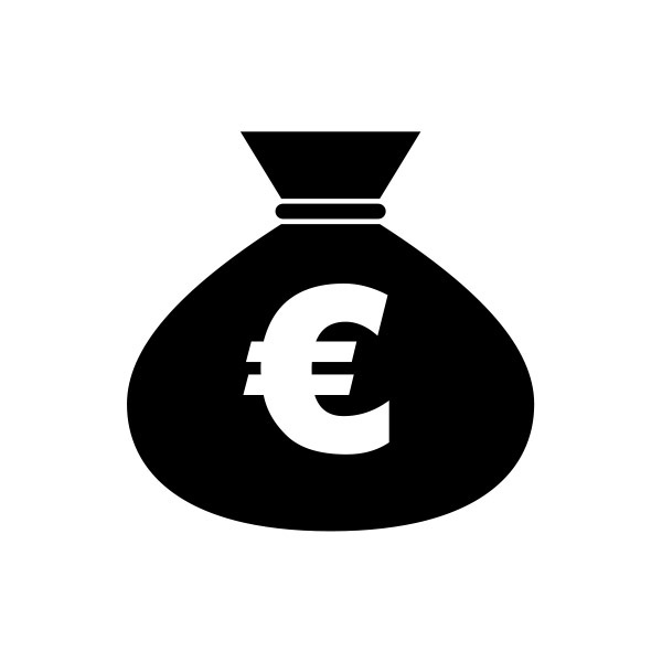 Tasche mit Münzen, Cent, Symbolikone