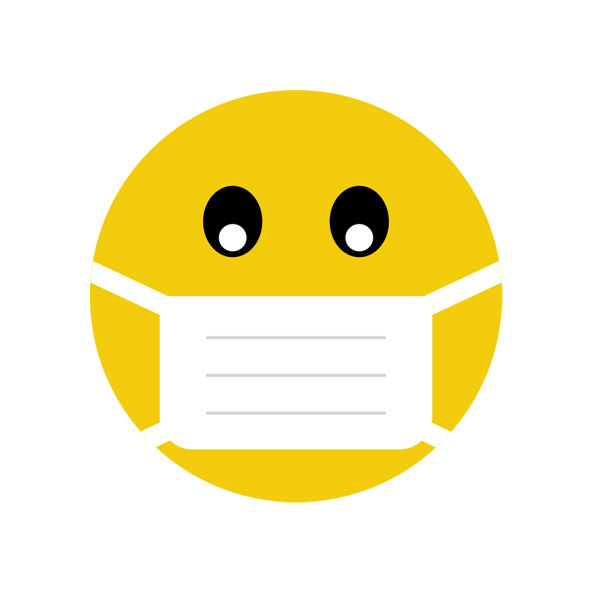 Emoji, Smiley in medizinischer Maske, Covid 19, Virus